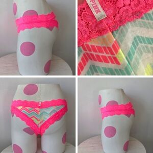 Victoria's Secret Neon Pink VTG Lace Extra Low Rise Mini Cheekster Panty NWT Y2K